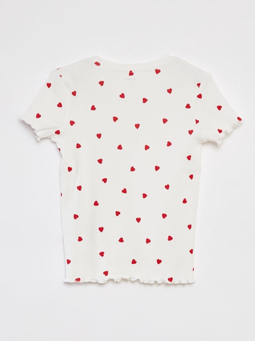 Camiseta de canalé con bordes ondulados y estampados - Kiabi