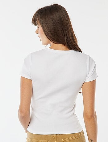 Camiseta de canalé con botones