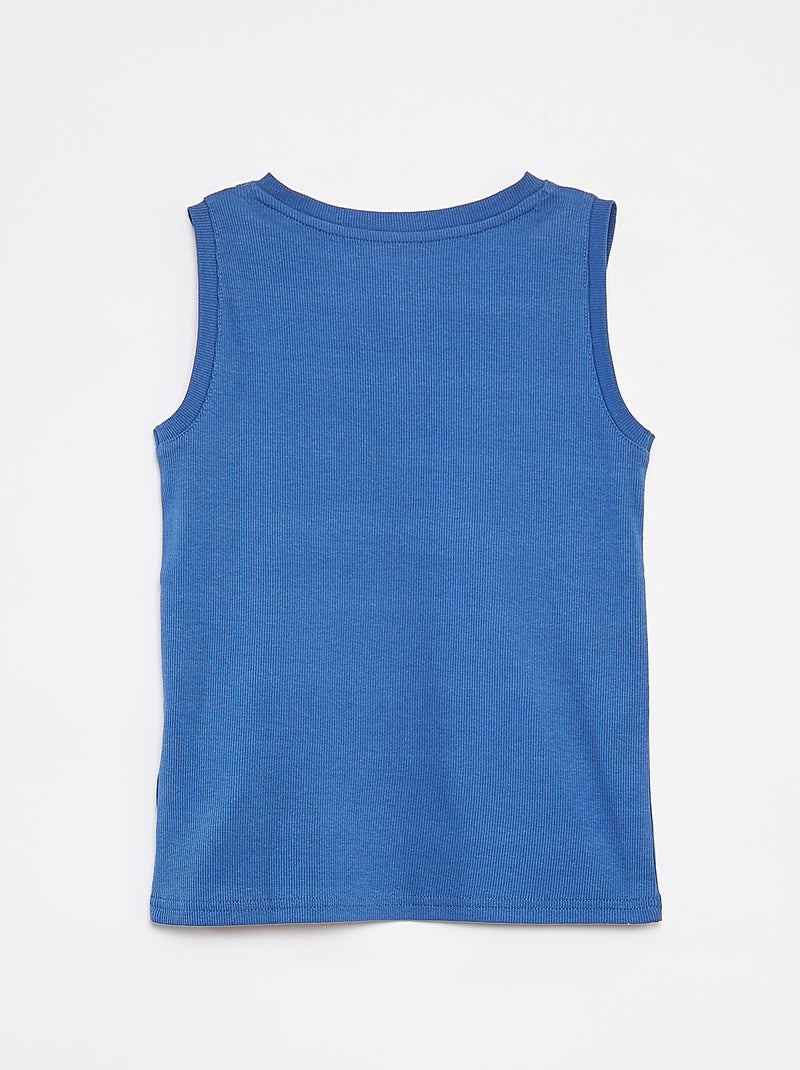 Camiseta de canalé con cuello abotonado AZUL - Kiabi