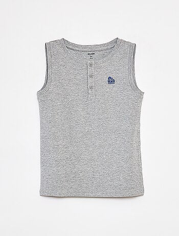 Camiseta de canalé con cuello abotonado