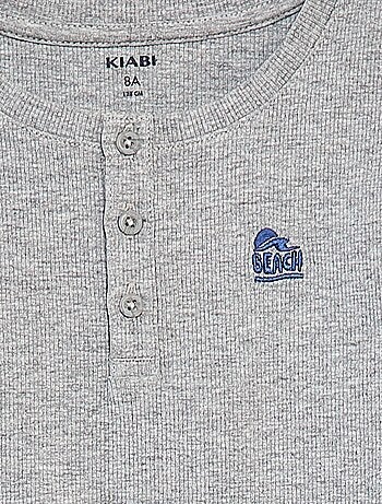 Camiseta de canalé con cuello abotonado