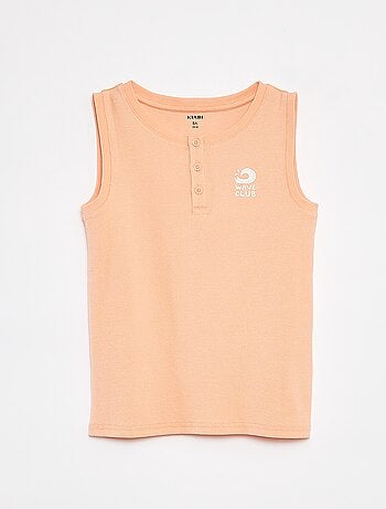 Camiseta de canalé con cuello abotonado