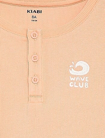 Camiseta de canalé con cuello abotonado