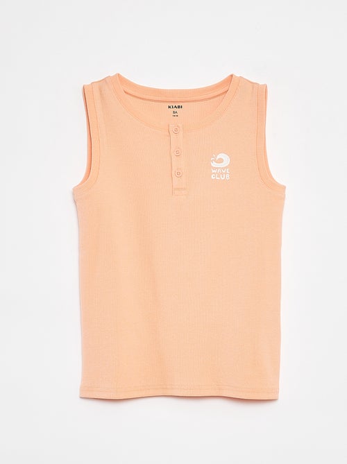 Camiseta de canalé con cuello abotonado - Kiabi