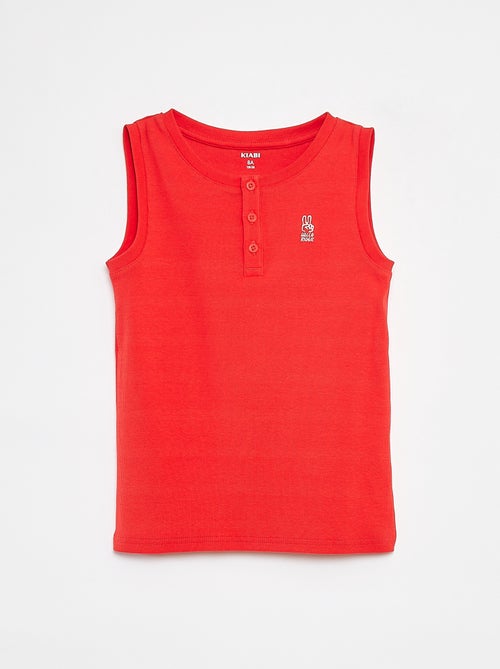 Camiseta de canalé con cuello abotonado - Kiabi