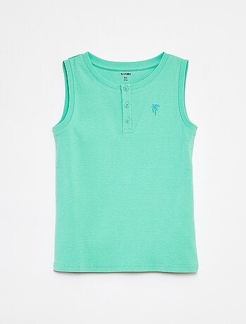 Camiseta de canalé con cuello abotonado