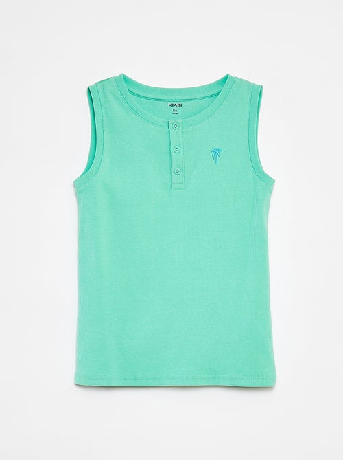Camiseta de canalé con cuello abotonado - Kiabi