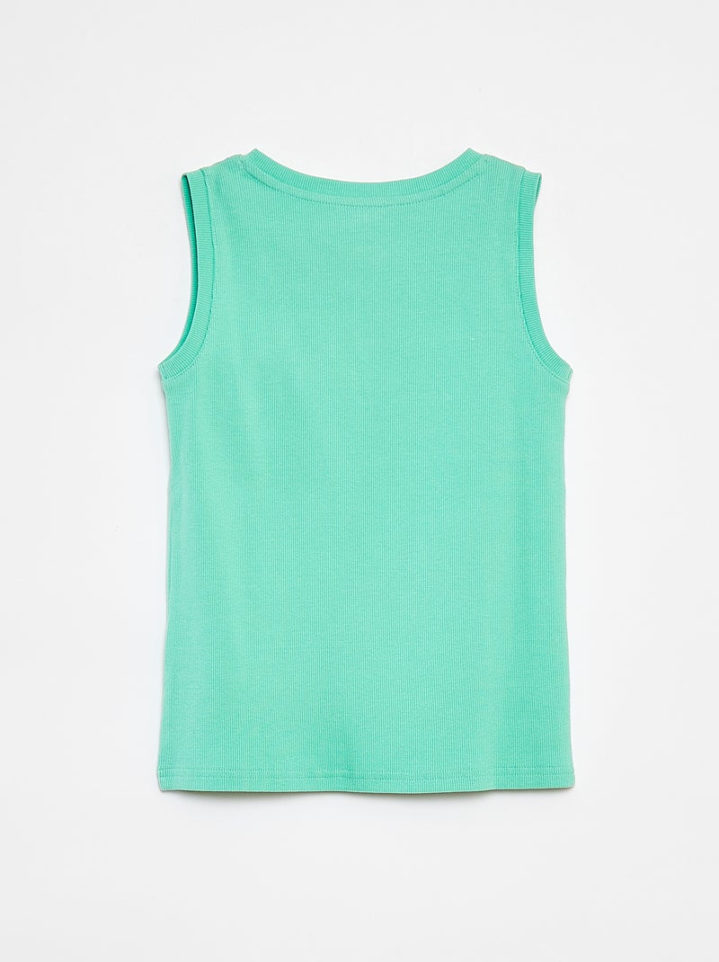 Camiseta de canalé con cuello abotonado VERDE - Kiabi