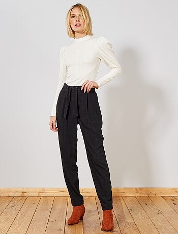 Camiseta de canalé con cuello alto - Kiabi