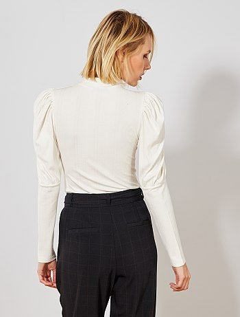 Camiseta de canalé con cuello alto - Kiabi