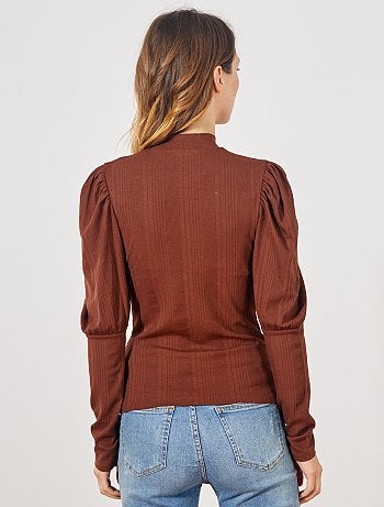 Camiseta de canalé con cuello alto - Kiabi