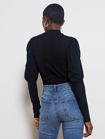 Camiseta de canalé con cuello alto - Kiabi