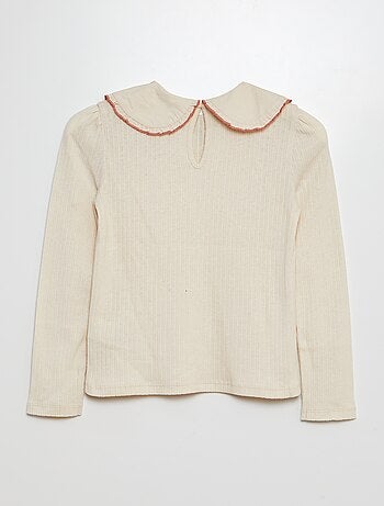 Camiseta de canalé con cuello bebé