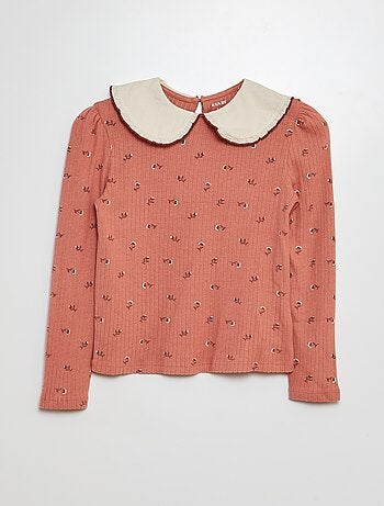 Camiseta de canalé con cuello bebé