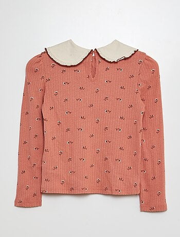 Camiseta de canalé con cuello bebé