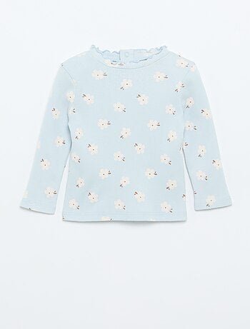 Camiseta de canalé con cuello ondulado