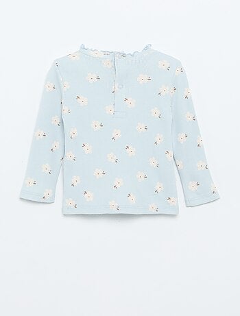 Camiseta de canalé con cuello ondulado