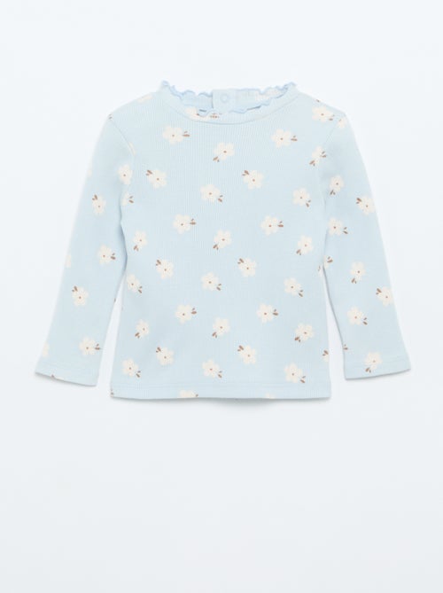 Camiseta de canalé con cuello ondulado - Kiabi
