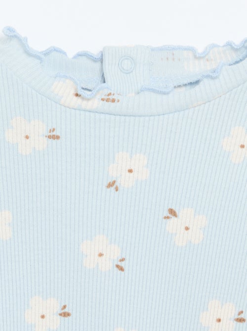Camiseta de canalé con cuello ondulado - Kiabi