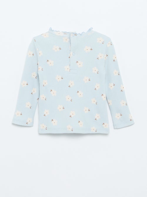 Camiseta de canalé con cuello ondulado - Kiabi