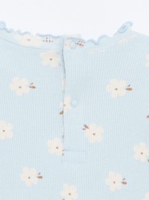 Camiseta de canalé con cuello ondulado - Kiabi