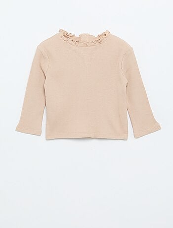 Camiseta de canalé con cuello ondulado
