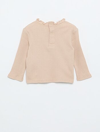 Camiseta de canalé con cuello ondulado
