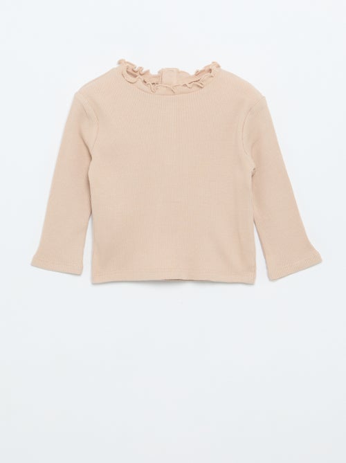 Camiseta de canalé con cuello ondulado - Kiabi