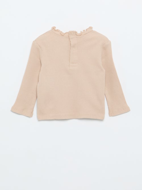 Camiseta de canalé con cuello ondulado - Kiabi