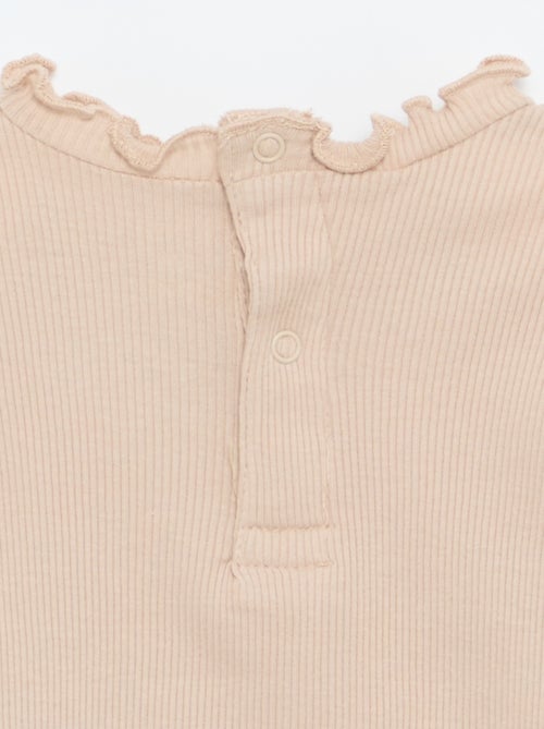 Camiseta de canalé con cuello ondulado - Kiabi