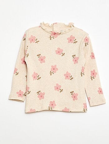 Camiseta de canalé con cuello ondulado