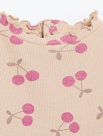 Camiseta de canalé con cuello ondulado