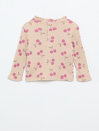 Camiseta de canalé con cuello ondulado