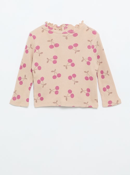 Camiseta de canalé con cuello ondulado - Kiabi