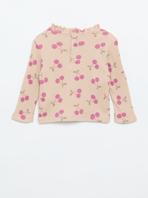 Camiseta de canalé con cuello ondulado - Kiabi