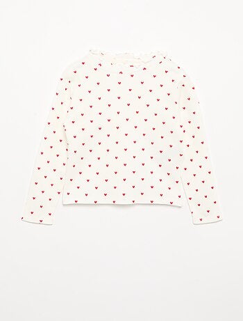 Camiseta de canalé con cuello ondulado