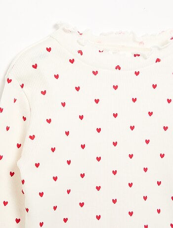 Camiseta de canalé con cuello ondulado