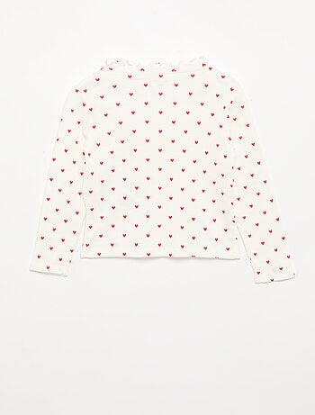 Camiseta de canalé con cuello ondulado