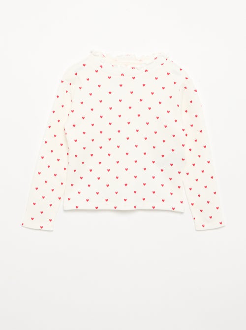 Camiseta de canalé con cuello ondulado - Kiabi