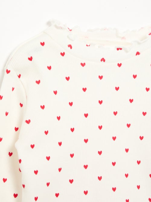 Camiseta de canalé con cuello ondulado - Kiabi