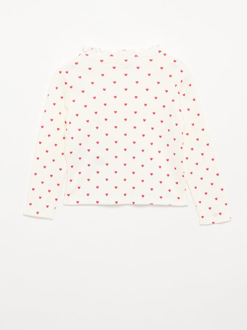 Camiseta de canalé con cuello ondulado - Kiabi
