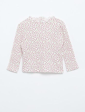 Camiseta de canalé con cuello ondulado