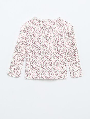 Camiseta de canalé con cuello ondulado