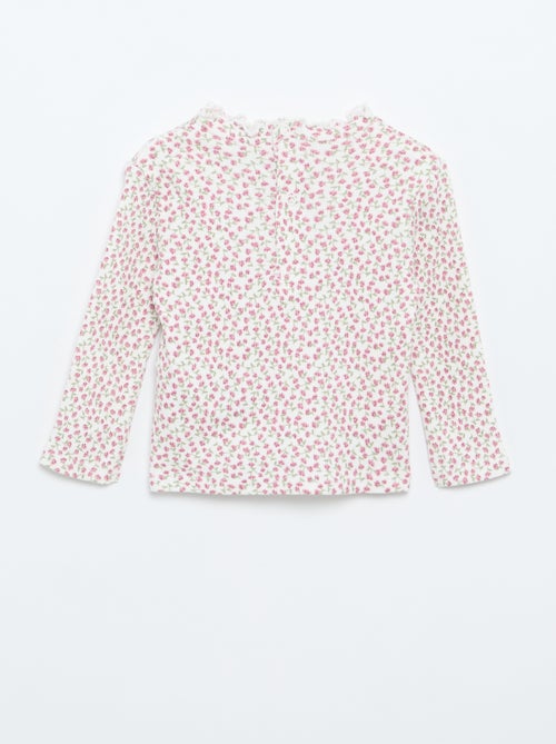 Camiseta de canalé con cuello ondulado - Kiabi Camiseta de canalé con cuello ondulado - Kiabi