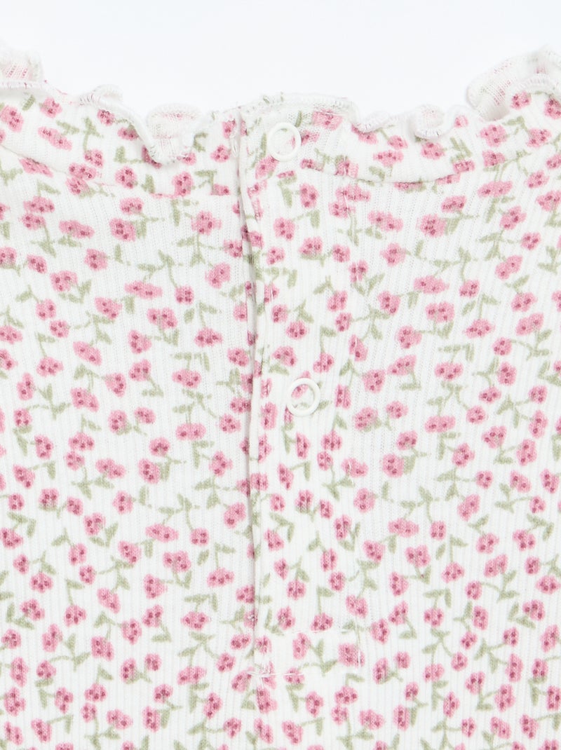 Camiseta de canalé con cuello ondulado Blanco - Kiabi
