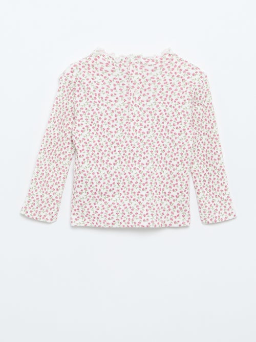 Camiseta de canalé con cuello ondulado - Kiabi Camiseta de canalé con cuello ondulado - Kiabi