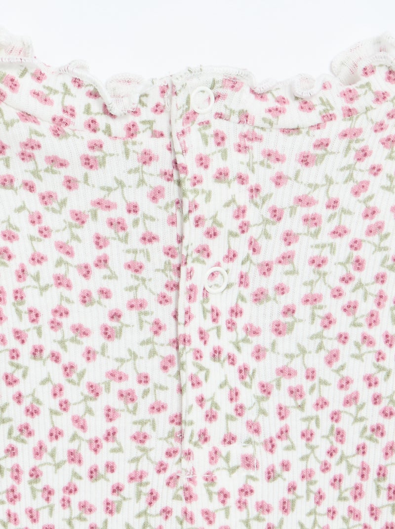 Camiseta de canalé con cuello ondulado Blanco - Kiabi