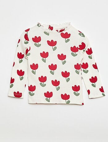 Camiseta de canalé con cuello ondulado