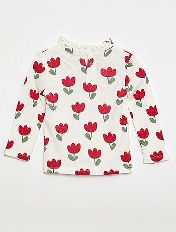 Camiseta de canalé con cuello ondulado