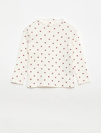 Camiseta de canalé con cuello ondulado